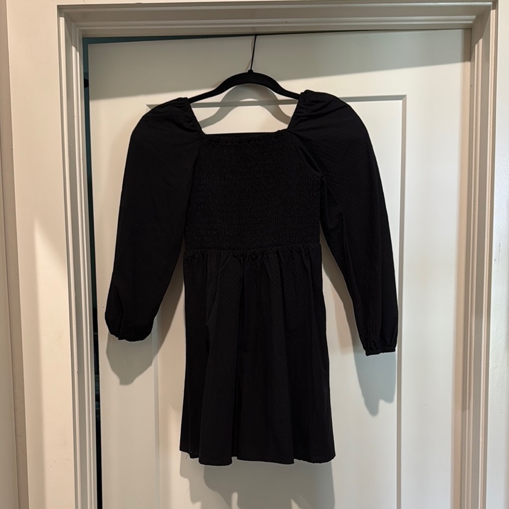 Kids Copper Key Black Long-Sleeve Smocked Dress